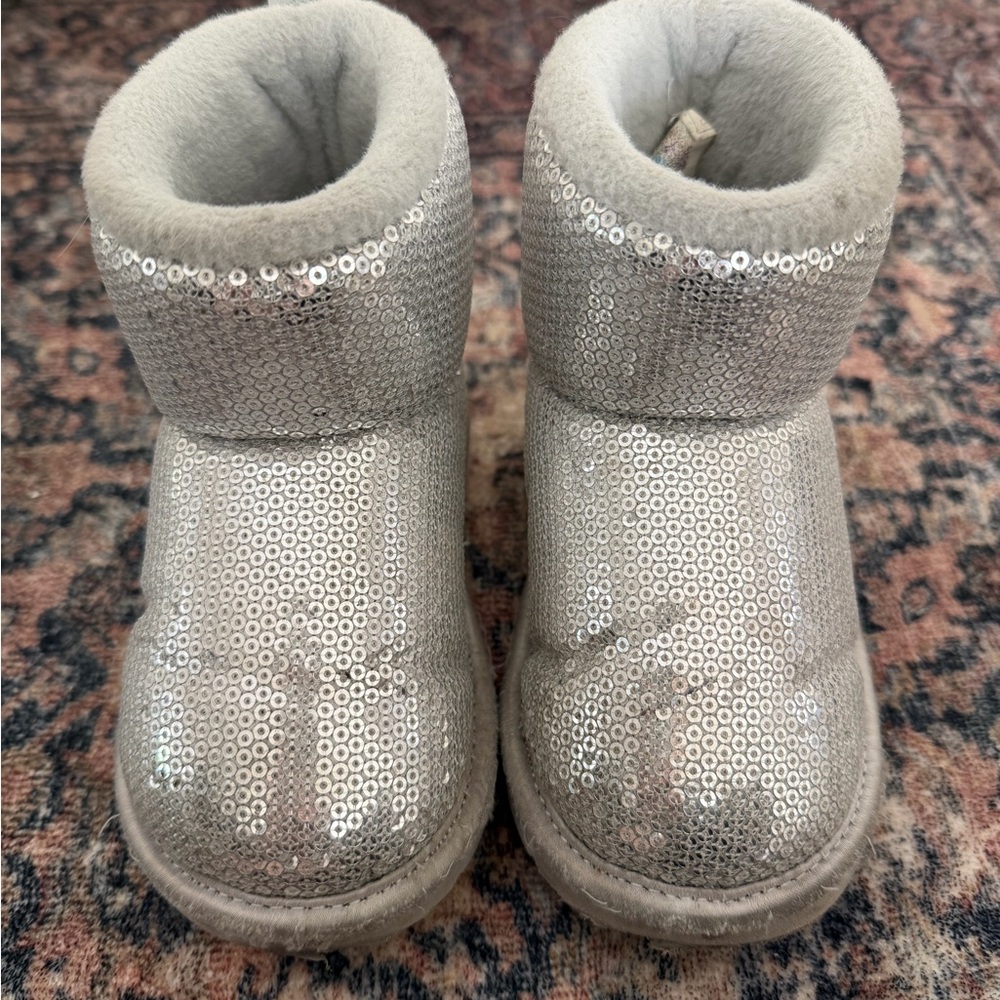 UGG Silver Sequin Kids Booties Size 8